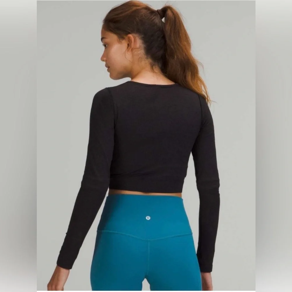 Lululemon |‎ Ebb to Street Long Sleeve Stretch Cropped Pullover Top | Black | 4